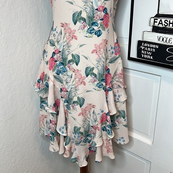 Parker Cream Floral Ruffle Tank Dress Size M - Picture 5 of 8